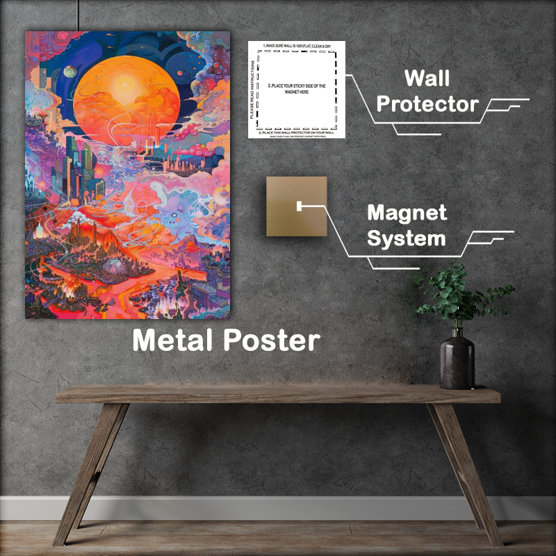 Buy Metal Poster : (Orange sun surrounded by clouds)