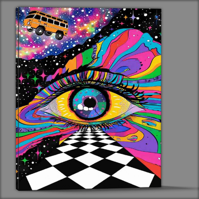 Buy Canvas : (Psychedelic eye black and white checkerboard)