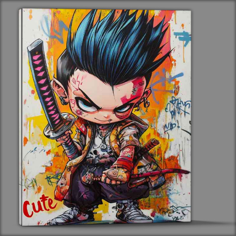 Buy Canvas : (Punk kid with tattos and sword)