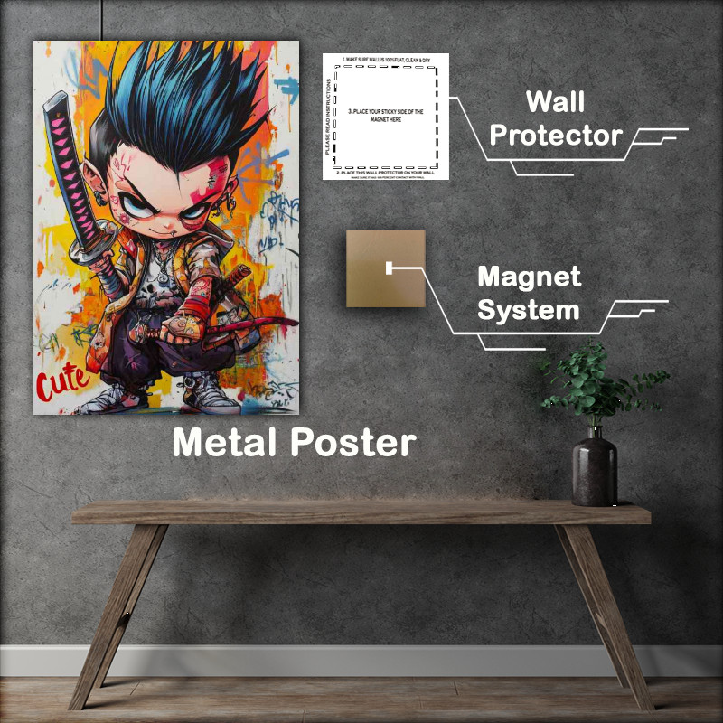 Buy Metal Poster : (Punk kid with tattos and sword)