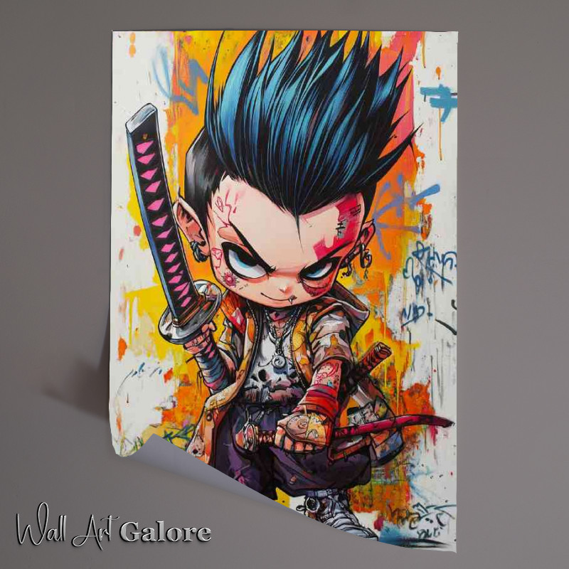 Buy Unframed Poster : (Punk kid with tattos and sword)