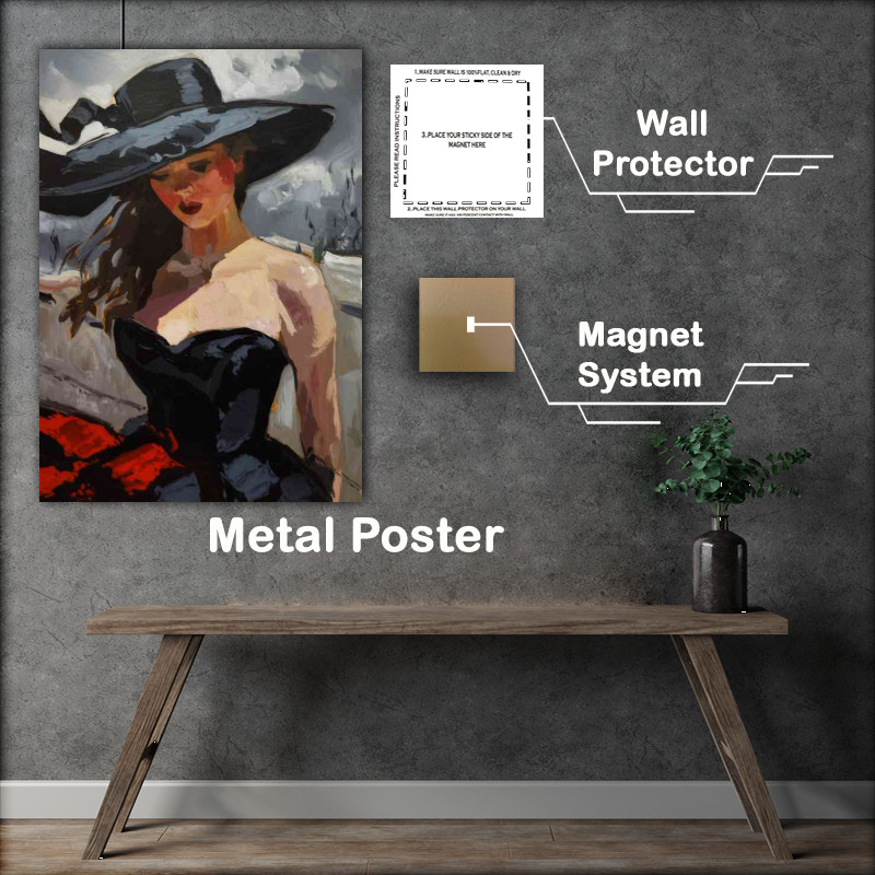 Buy Metal Poster : (An impressionistic painting of a woman wearing a black outfit)