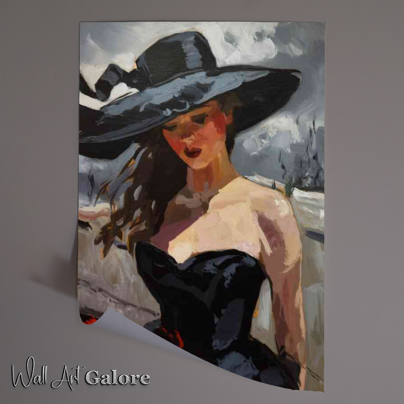 Buy Unframed Poster : (An impressionistic painting of a woman wearing a black outfit)