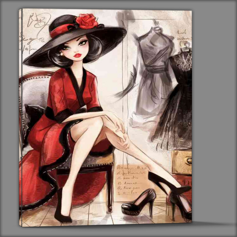Buy Canvas : (Artistic lady posing sitting down)