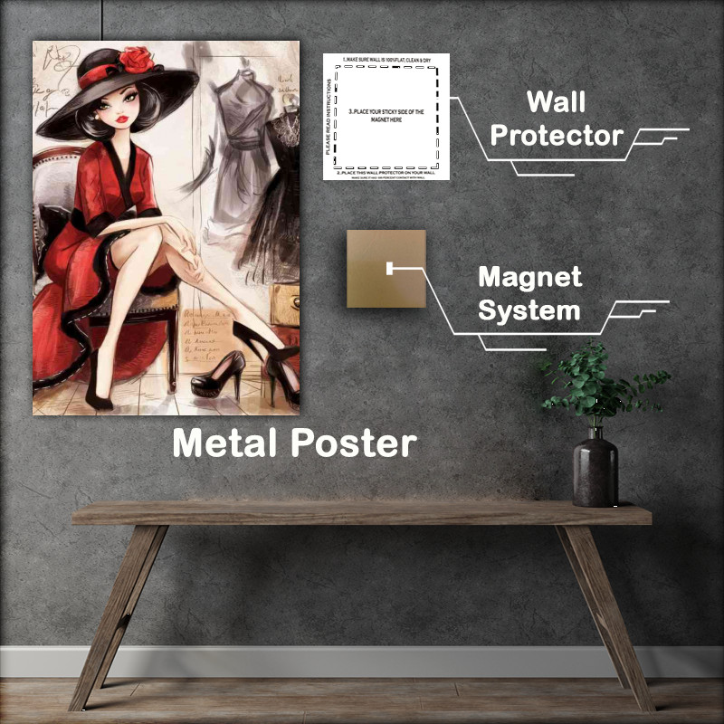 Buy Metal Poster : (Artistic lady posing sitting down)