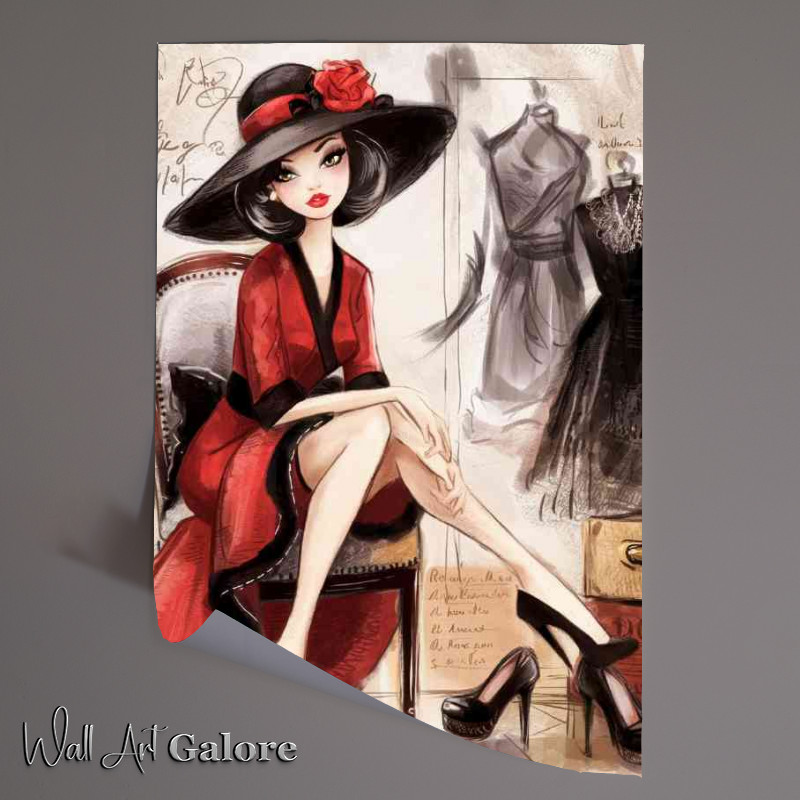 Buy Unframed Poster : (Artistic lady posing sitting down)