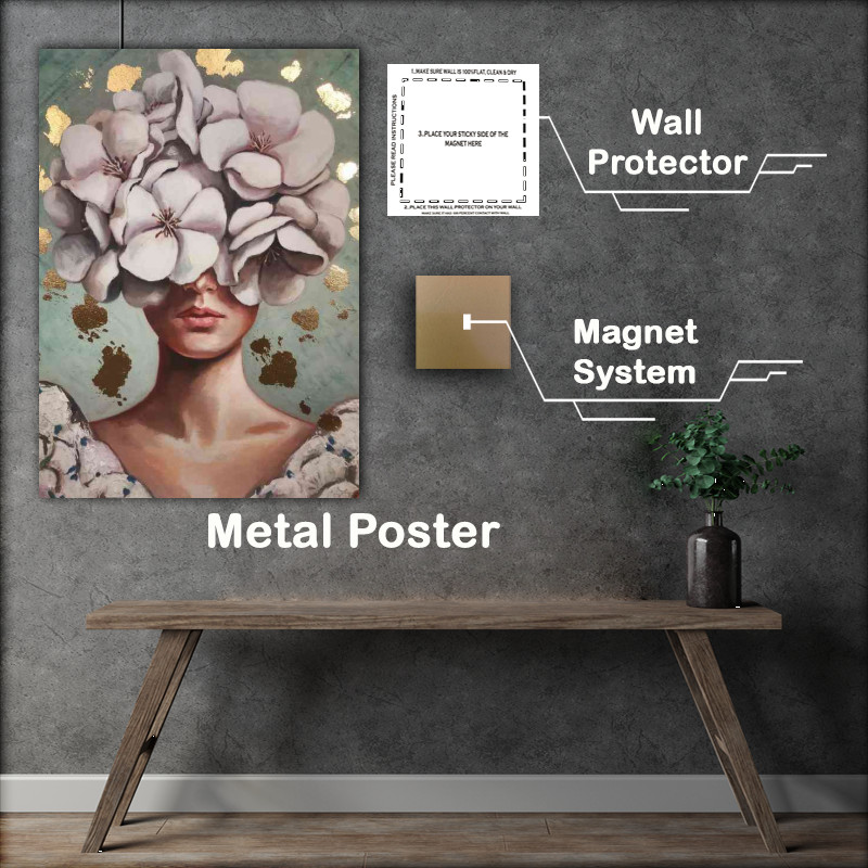 Buy Metal Poster : (Lady with the flower arrangment head)