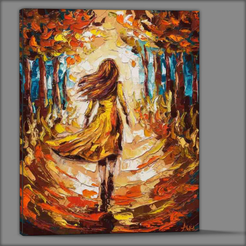 Buy Canvas : (Pallet knife painting woman in autumn woodland)