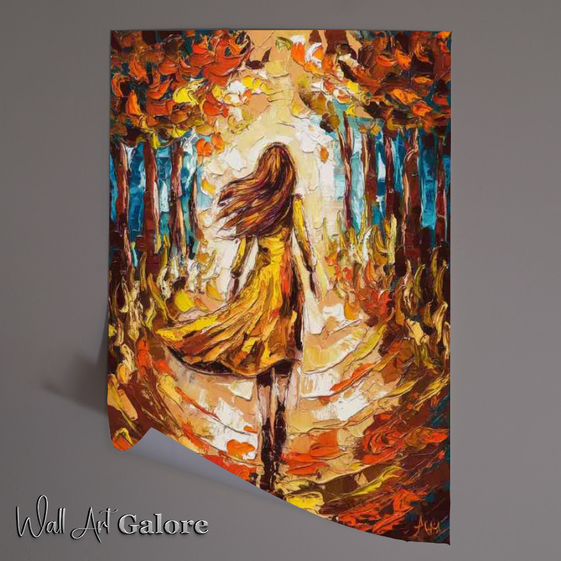Buy Unframed Poster : (Pallet knife painting woman in autumn woodland)