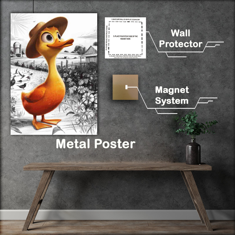 Buy Metal Poster : (Animated yellow duck standing)