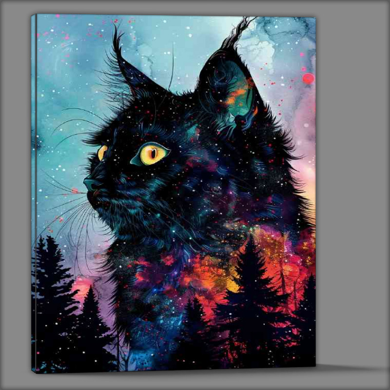 Buy Canvas : (Black furry cat in woodlands)