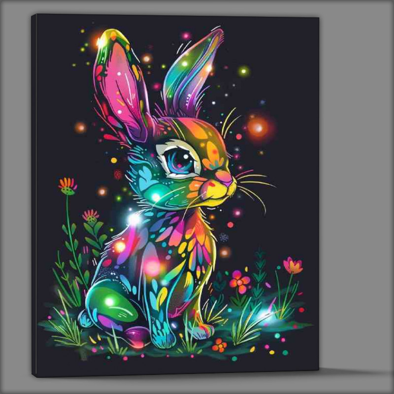 Buy Canvas : (Cartoon style rabbit glowing)