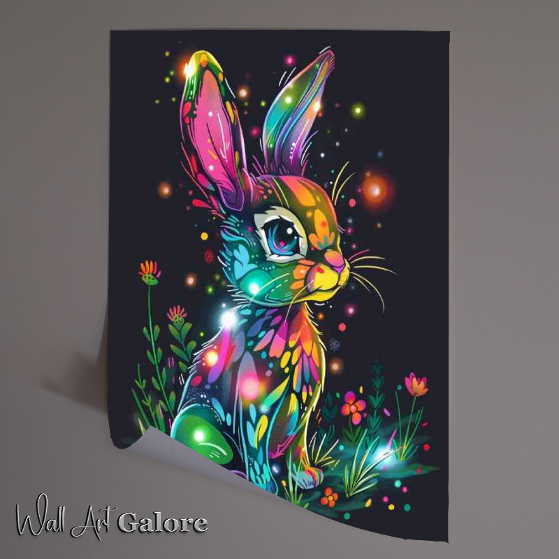 Buy Unframed Poster : (Cartoon style rabbit glowing)