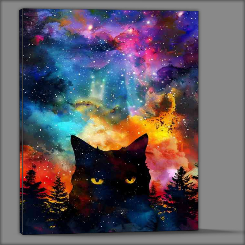 Buy Canvas : (Cat black fur nebula cosmos)