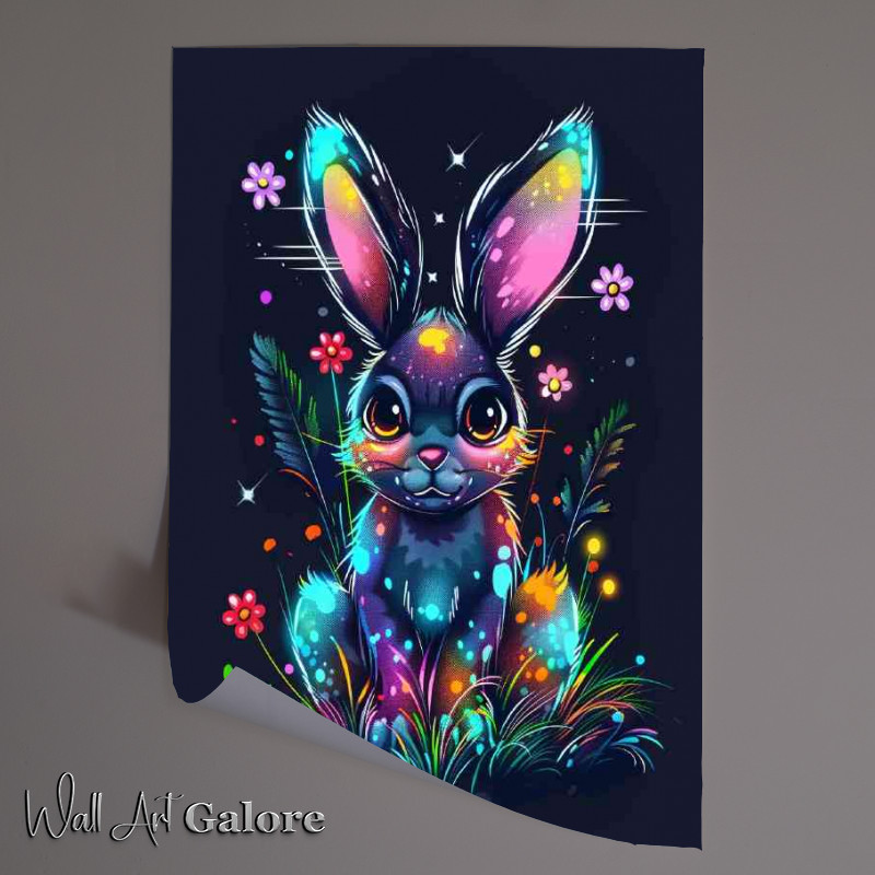 Buy Unframed Poster : (Cute cartoon rabbit with a fluorescent color)