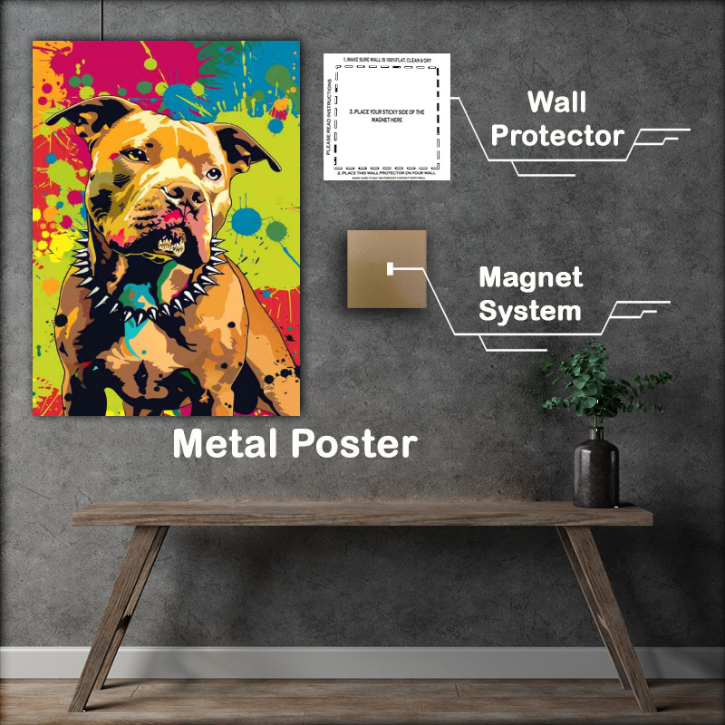 Buy Metal Poster : (Cute pitbul vector colours)