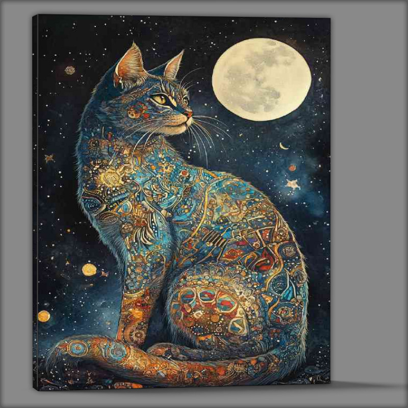 Buy Canvas : (Full body cat under the moon light)