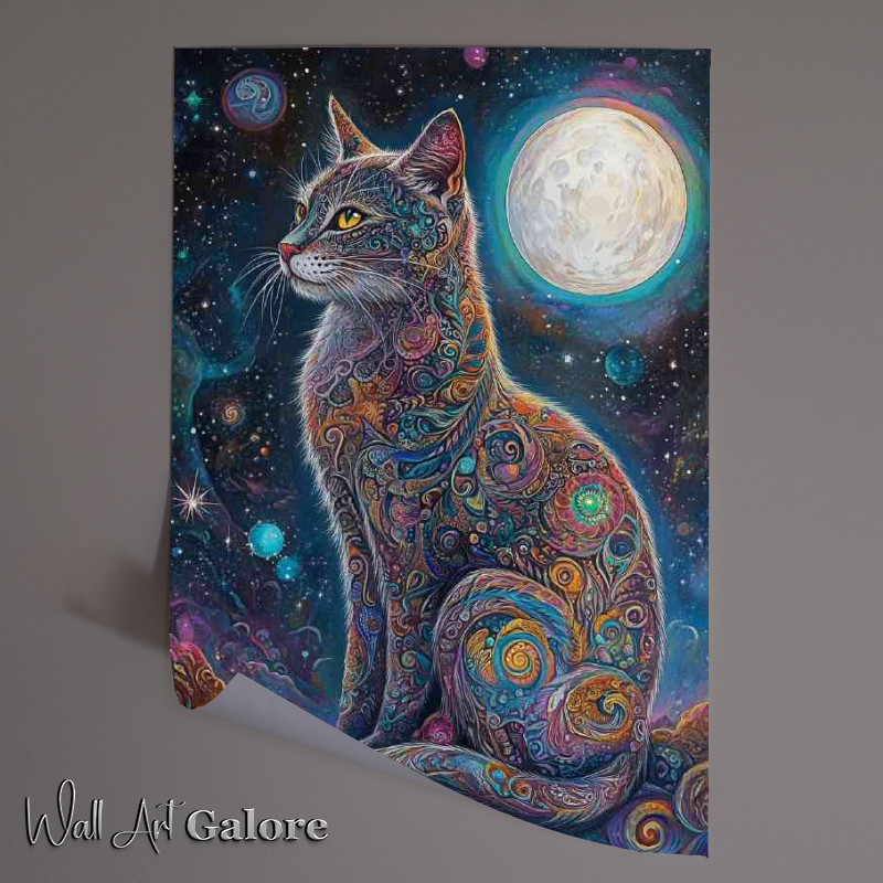Buy Unframed Poster : (Full body cat with intricate details)