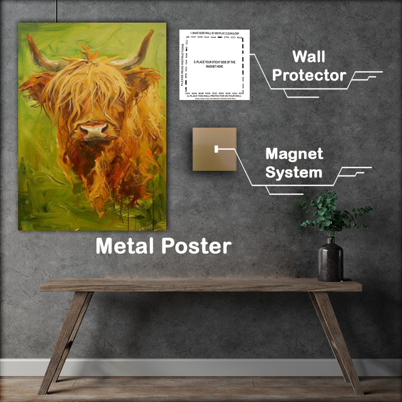Buy Metal Poster : (Oil painted brown cow heffa)