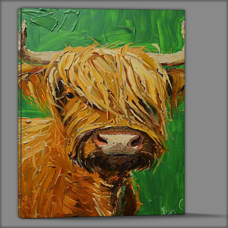 Buy Canvas : (Oil painting style cow green background)