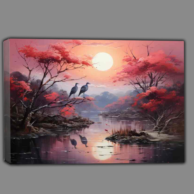 Buy Crane Canvas : (Tranquil Waters of Japanese Gardens)