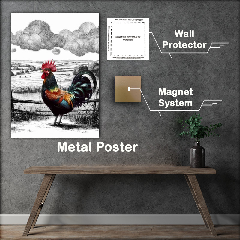 Buy Metal Poster : (Stand out the colourful rooster)