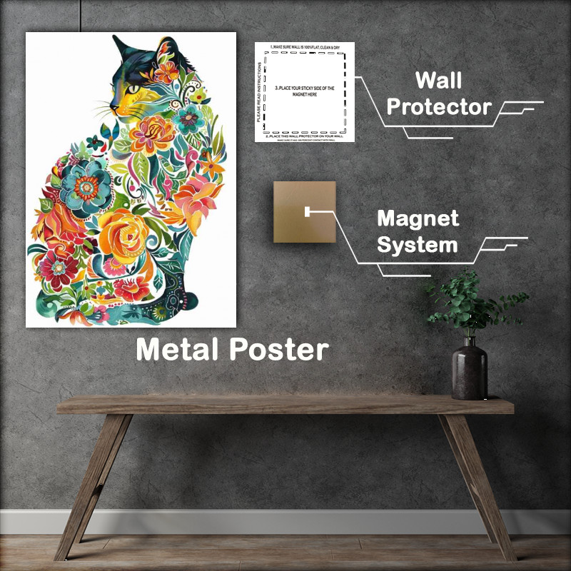 Buy Metal Poster : (Tattoo design cat)
