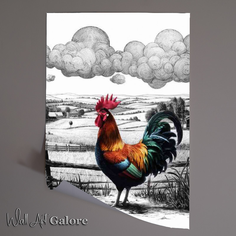 Buy Unframed Poster : (Vividly colored rooster standing)
