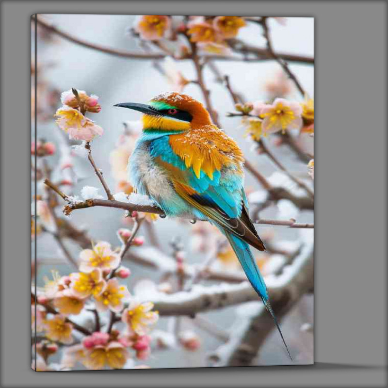 Buy Canvas : (Flowering tree in winter with bird)
