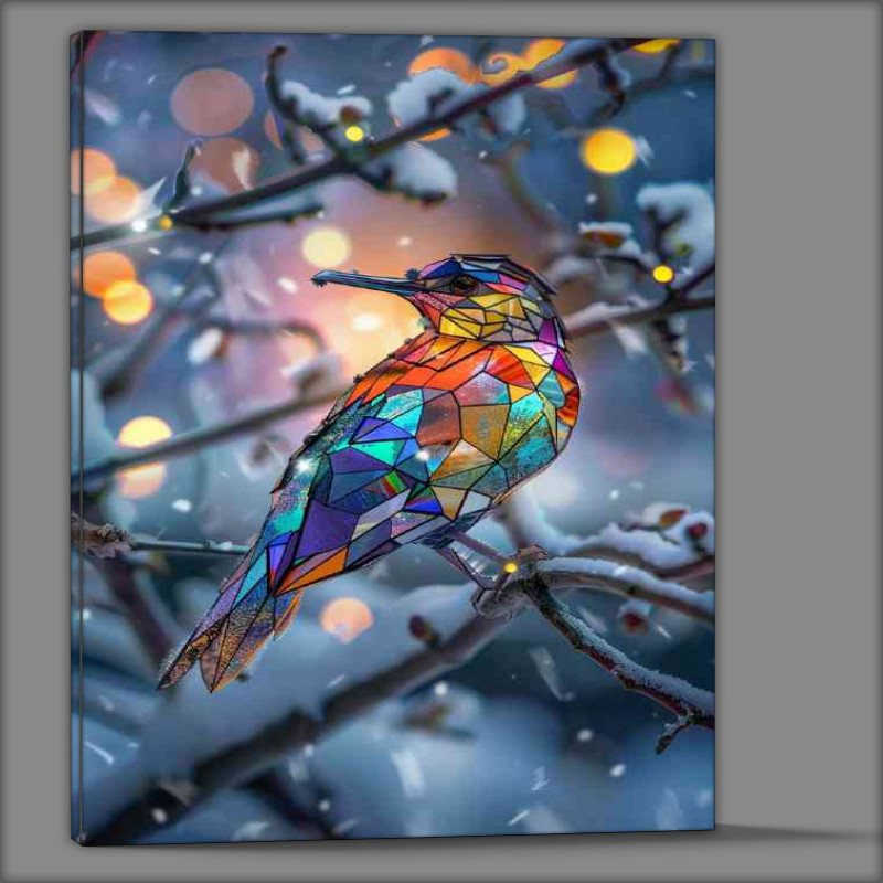 Buy Canvas : (Stained glass bird sitting on a perch)