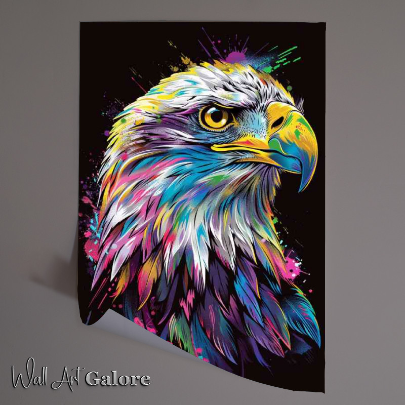 Buy Unframed Poster : (White Eagle head with colours splashed)