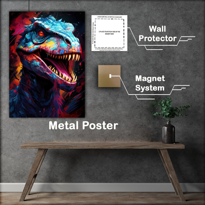 Buy Metal Poster : (Abstract dinosaur in blue colour)