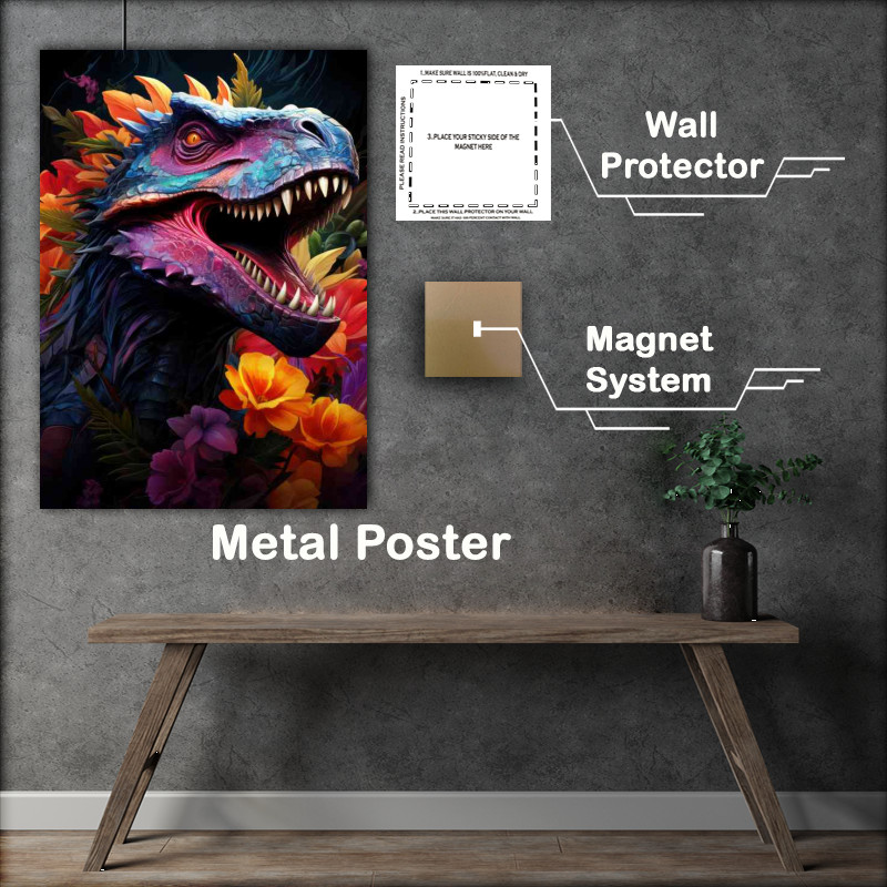 Buy Metal Poster : (Colourful dinosaur bright colours)
