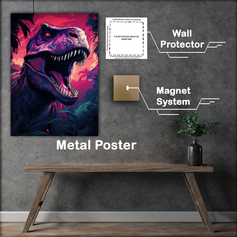 Buy Metal Poster : (Painted t rex in the wild)