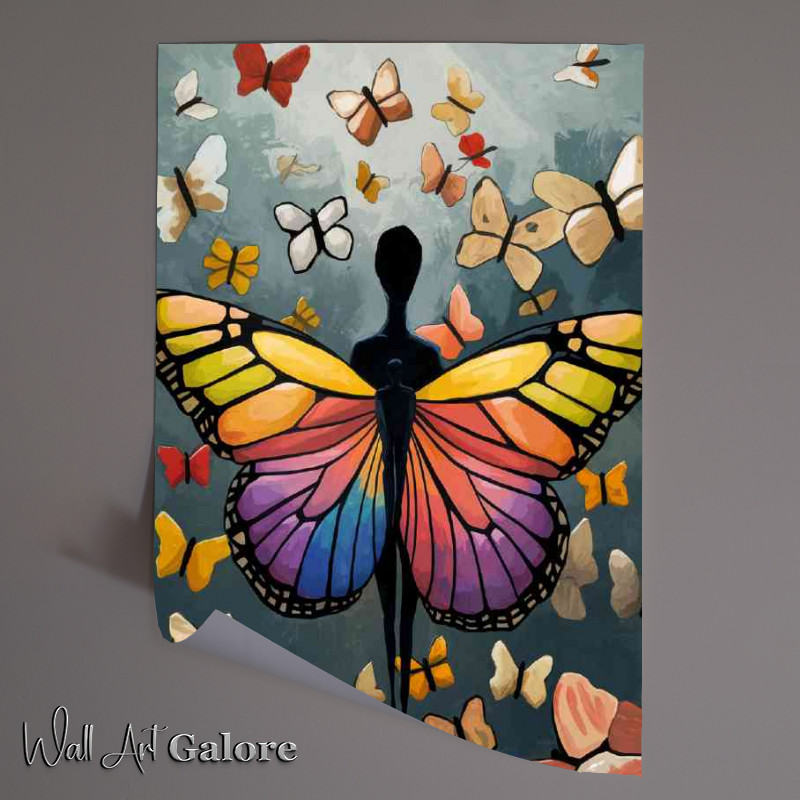 Buy Unframed Poster : (Abstract silhuette figure with butterfly wings)