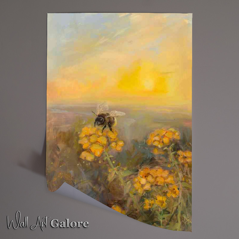 Buy Unframed Poster : (Bee sitting on the top of the yellow folwers)