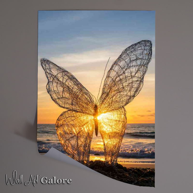Buy Unframed Poster : (Butterfly sculpture by the sea)