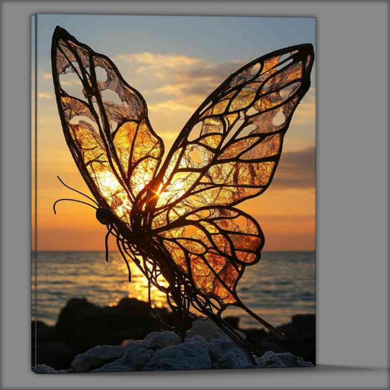 Buy Canvas : (Butterfly sculpture in the ocean sea)