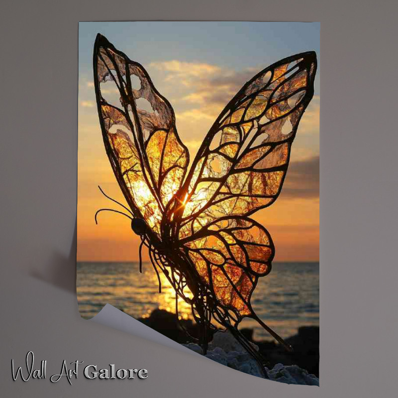 Buy Unframed Poster : (Butterfly sculpture in the ocean sea)
