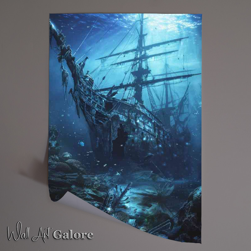 Buy Unframed Poster : (Shipwreak at the bottom of the ocean fantasy)