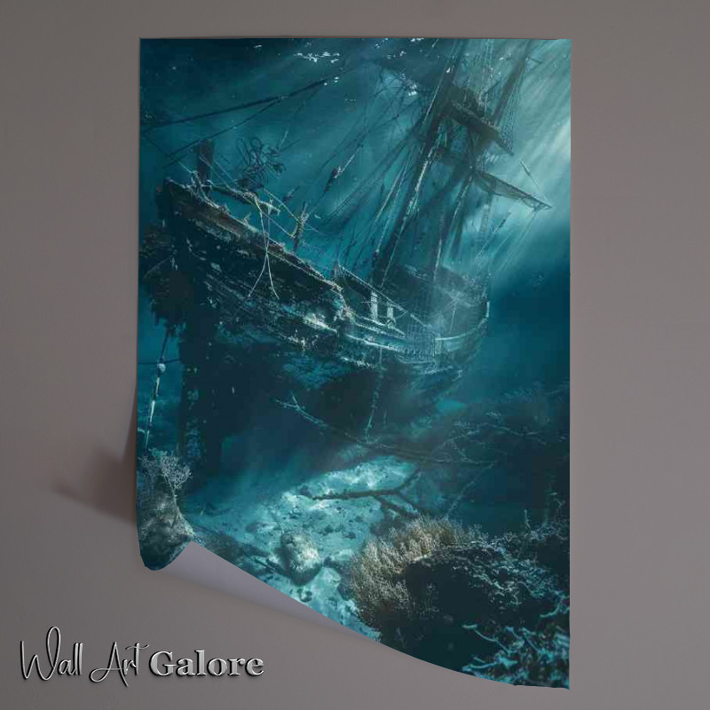 Buy Unframed Poster : (The old shipwreak on the ocean floor)