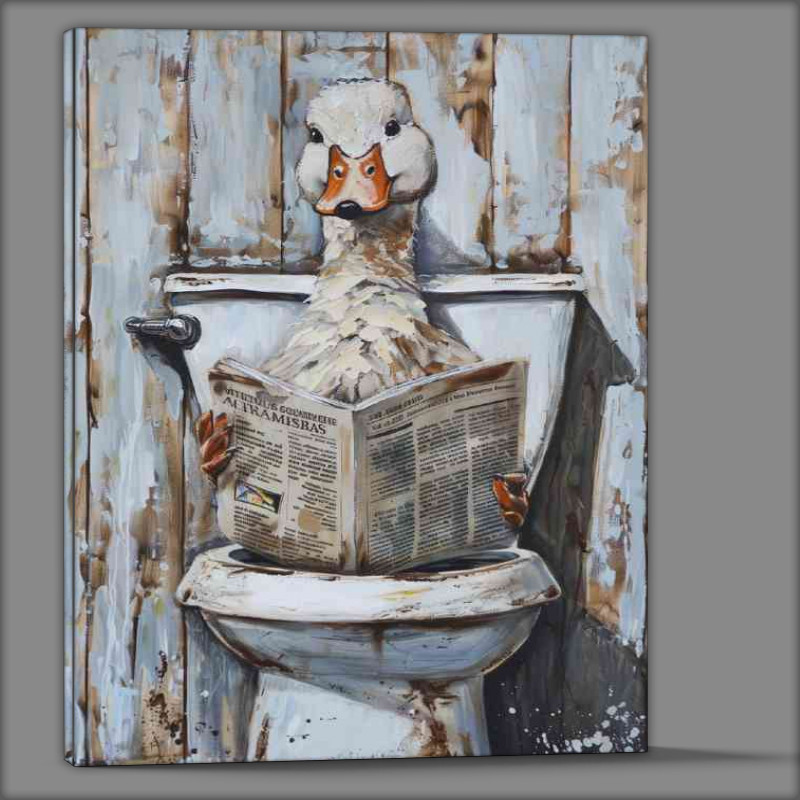 Buy Canvas : (Duck on the toilet reading todays news)