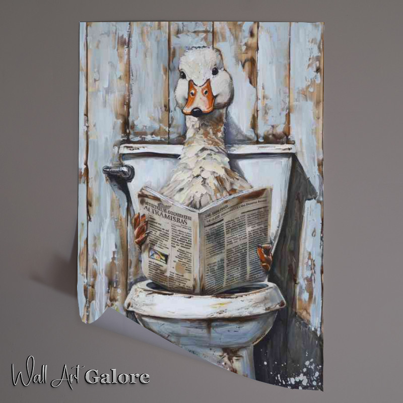 Buy Unframed Poster : (Duck on the toilet reading todays news)