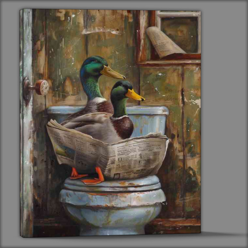 Buy Canvas : (Ducks sitting on the toilet)