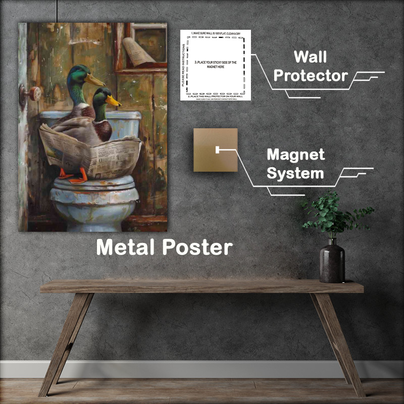 Buy Metal Poster : (Ducks sitting on the toilet)