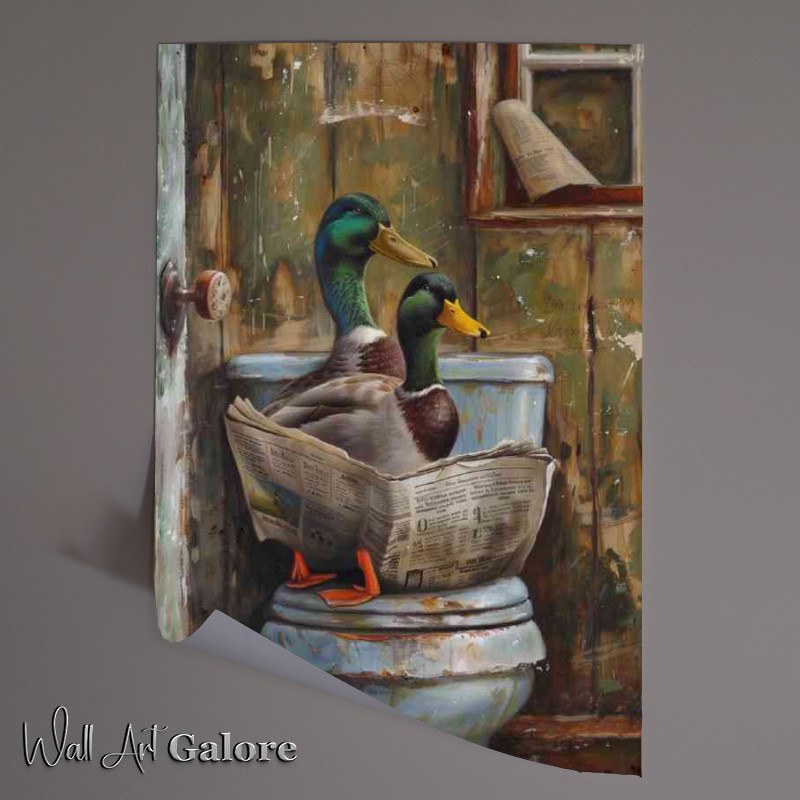 Buy Unframed Poster : (Ducks sitting on the toilet)