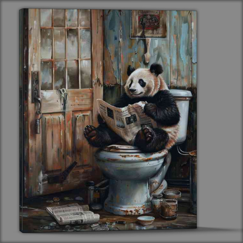 Buy Canvas : (Panda on the toilet surreal)