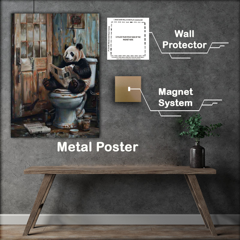 Buy Metal Poster : (Panda on the toilet surreal)