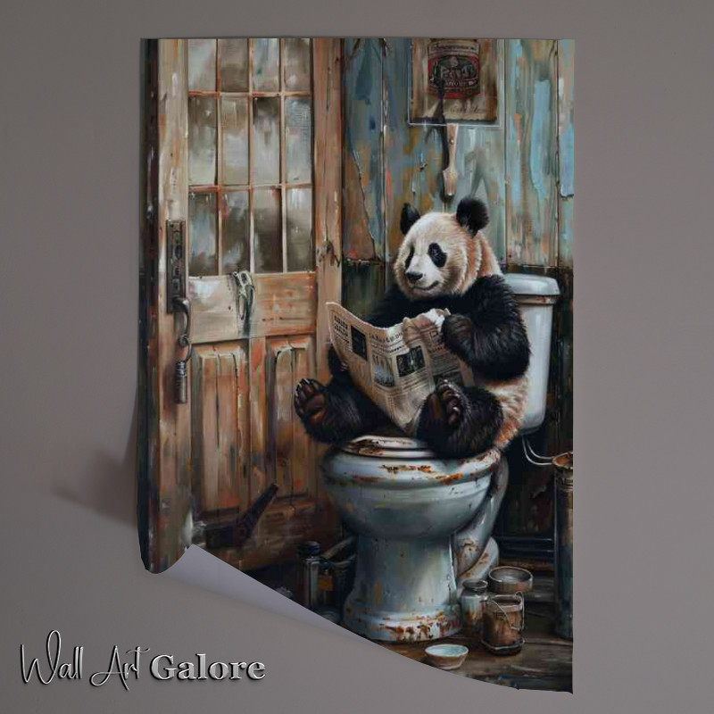 Buy Unframed Poster : (Panda on the toilet surreal)