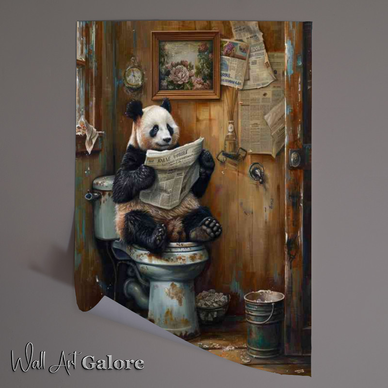 Buy Unframed Poster : (Panda sitting reading the newspaper)